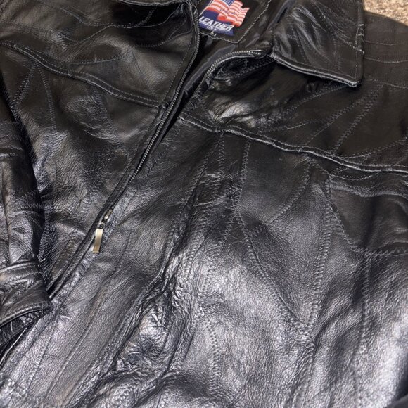 Men’s USA Leather Black Leather Jacket Size Large - Picture 2 of 6